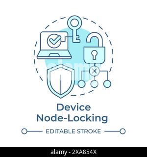 Device node-locking soft blue concept icon Stock Vector