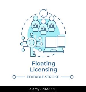 Floating licensing soft blue concept icon Stock Vector