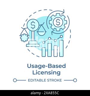 Usage-based licensing soft blue concept icon Stock Vector