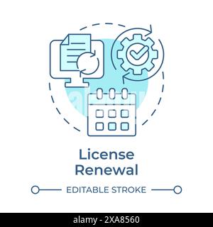 License renewal soft blue concept icon Stock Vector
