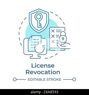 License revocation soft blue concept icon Stock Vector
