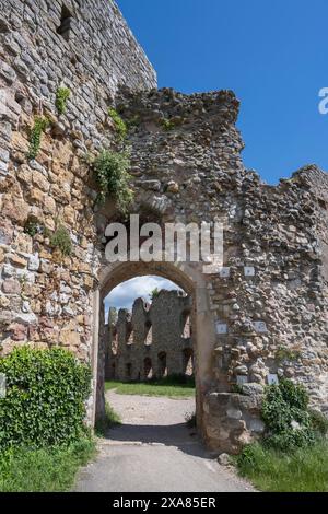 The main portal of the ruins of Staufen Castle on the Schlossberg, Staufen im Breisgau, wine-growing region, Markgraeflerland, Black Forest Stock Photo
