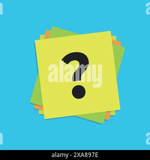 Question mark on sticky note stacked on blue background Stock Vector