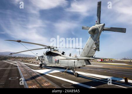 Seahawk Helicopter  -  Los Angeles, California - United States - 27 May 2024 - on the flight deck of the USS Carl Vinson (CVN 70) Stock Photo