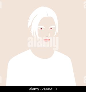 Portrait of a face of an albino man with white hair. Diversity. Fashion and beauty. Vector illustration in flat style Stock Vector