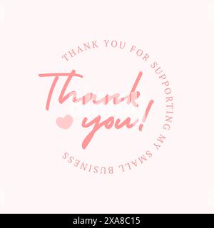 Thank you pink card romantic congratulations elegant message vintage design template vector illustration. Thanksgiving congrats greeting decorative le Stock Vector