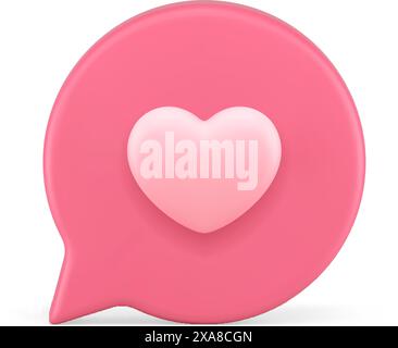 Like alert social media network quick tips cyberspace communication 3d icon realistic vector illustration. Love heart pink circle badge comment follow Stock Vector
