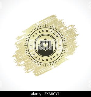 Thank You Typography Message Vintage Greeting Card design template. Gold Texture paint stain Retro vector background. Stock Vector