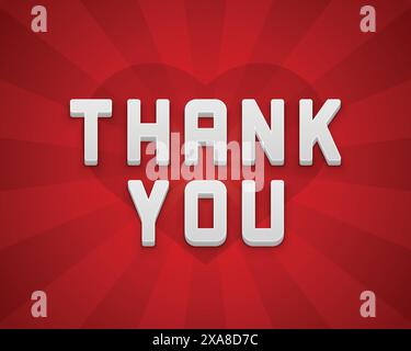 Thank You 3d message text Greeting Card design template. Retro vector background. Stock Vector