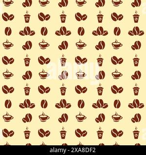 Coffee Icon Pattern Simple and Clean Design. Hot Drink Background Stock Vector