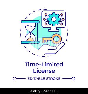 Time-limited license multi color concept icon Stock Vector