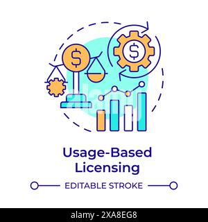 Usage-based licensing multi color concept icon Stock Vector