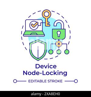 Device node-locking multi color concept icon Stock Vector