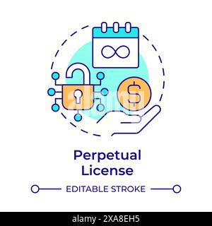 Perpetual license multi color concept icon Stock Vector