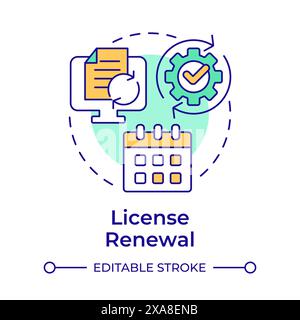 License renewal multi color concept icon Stock Vector