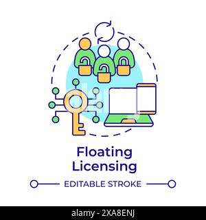Floating licensing multi color concept icon Stock Vector