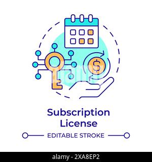 Subscription license multi color concept icon Stock Vector