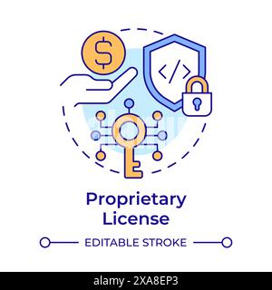 Proprietary license multi color concept icon Stock Vector