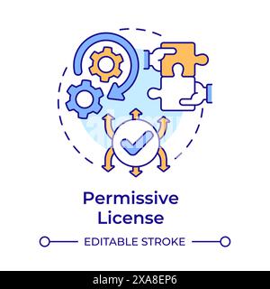 Permissive license multi color concept icon Stock Vector