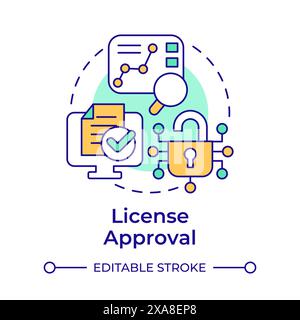 License approval multi color concept icon Stock Vector