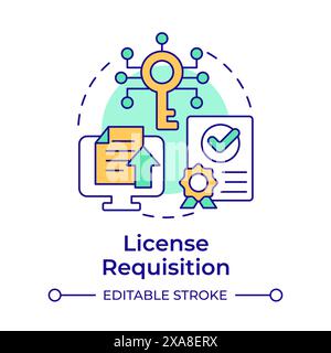 License requisition multi color concept icon Stock Vector