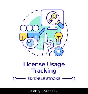 License usage tracking multi color concept icon Stock Vector
