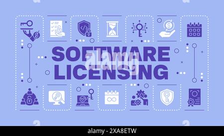 Software licensing blue word concept Stock Vector