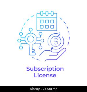 Subscription license blue gradient concept icon Stock Vector