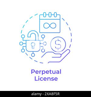 Perpetual license blue gradient concept icon Stock Vector
