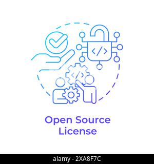 Open source license blue gradient concept icon Stock Vector