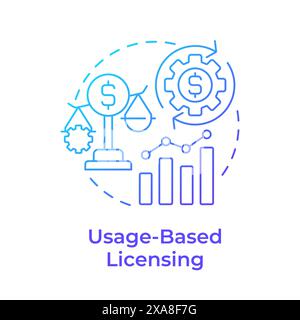 Usage-based licensing blue gradient concept icon Stock Vector