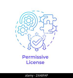Permissive license blue gradient concept icon Stock Vector
