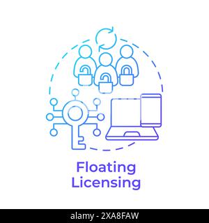Floating licensing blue gradient concept icon Stock Vector