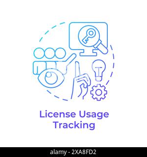 License usage tracking blue gradient concept icon Stock Vector