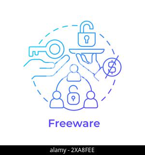 Freeware blue gradient concept icon Stock Vector