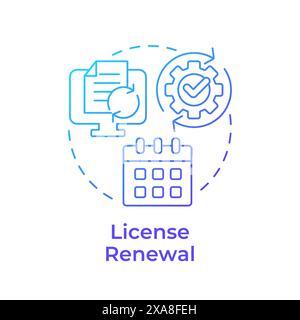 License renewal blue gradient concept icon Stock Vector
