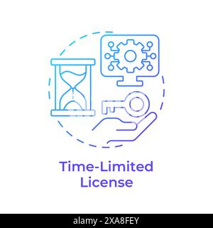 Time-limited license blue gradient concept icon Stock Vector