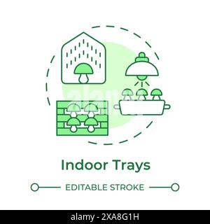 Indoor trays soft green concept icon Stock Vector