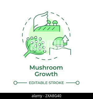 Mushroom growth soft green concept icon Stock Vector