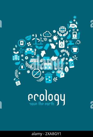 Postcard-sized vector illustration with ecology motif Stock Vector