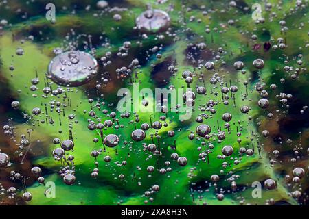 Air bubbles trapped in ice Stock Photo