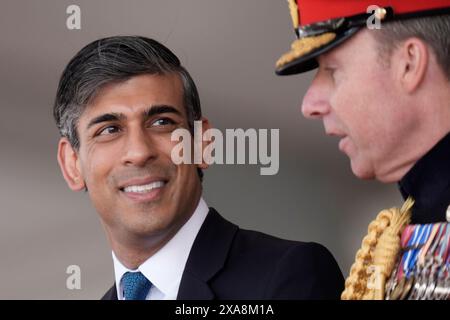 Prime Minister Rishi Sunak attends the UK's national commemorative event for the 80th anniversary of D-Day, hosted by the Ministry of Defence on Southsea Common in Portsmouth, Hampshire. Picture date: Wednesday June 5, 2024. Stock Photo