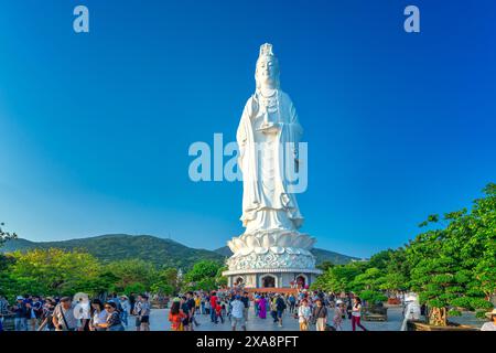 Da Nang, Vietnam - April 15th, 2024: Lady Buddha statue at the Linh Ung Pagoda in Danang city in Vietnam Stock Photo