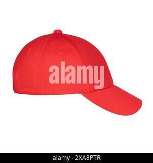 Side View Red Baseball Cap, Isolated. Stock Photo