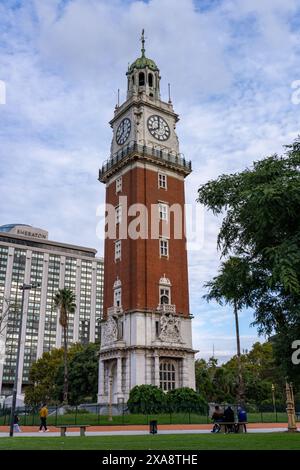 The Monumental Tower, formerly the English Tower, is a clock tower in the Retiro district of Buenos Aires, Argentina.  It stands in the former Plaza B Stock Photo