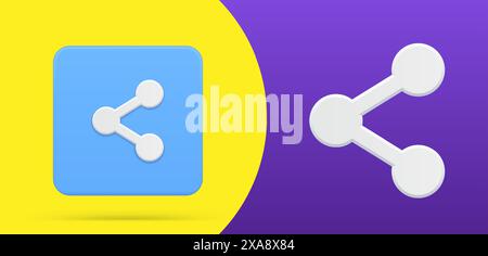 Decentralize compound connection symbol simple 3d icon button set vector illustration. Molecular network cyberspace connective elements management. De Stock Vector