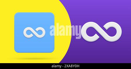 Horizontal infinity simple 3d icon button set vector illustration. Dynamic eternity, infinite, endless, loop wave lines. Symbol of unlimited, forever, Stock Vector