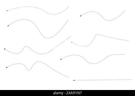 Set of dashed line arrows Stock Vector