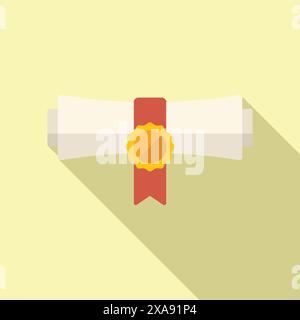 Representing success and achievement, a rolled up diploma is tied with a ribbon and gold seal Stock Vector