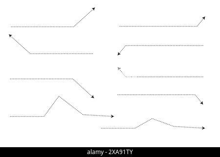 Set of dashed line arrows Stock Vector